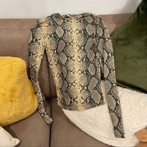 Semi-sheer Mockneck Long Sleeve Top